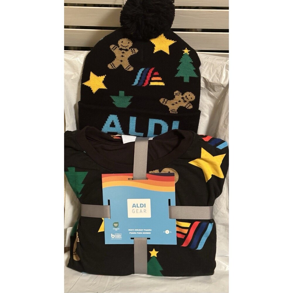 Aldi Gear Holiday  2024 Christmas Pajamas  and  Beanie  Limited Edition Large